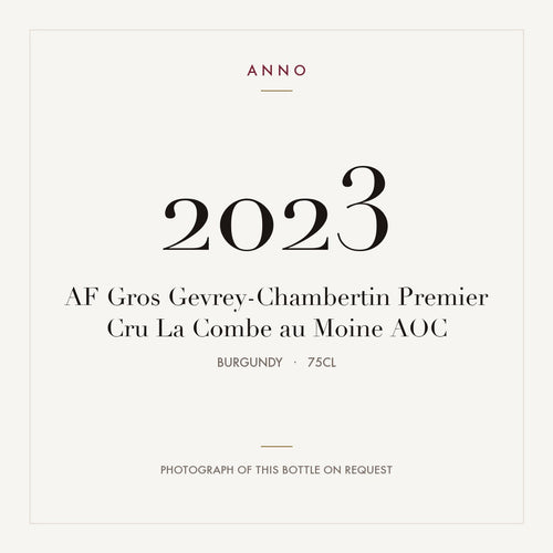 AF Gros Gevrey-Chambertin Premier Cru La Combe au Moine 2023 AOC 0,75l from Burgundy — ANNO vintage card; photograph of the actual bottle available on request