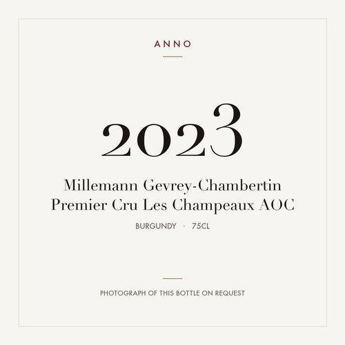 Millemann Gevrey-Chambertin Premier Cru Les Champeaux 2023 AOC 0,75l from Burgundy — ANNO vintage card; photograph of the actual bottle available on request