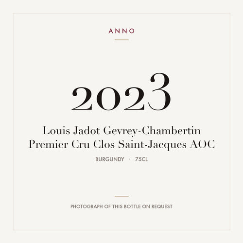 Louis Jadot Gevrey-Chambertin Premier Cru Clos Saint-Jacques 2023 AOC 0,75l from Burgundy — ANNO vintage card; photograph of the actual bottle available on request