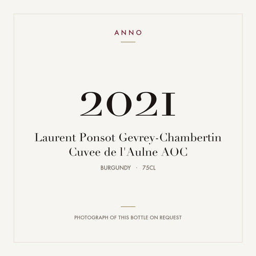 Laurent Ponsot Gevrey-Chambertin Cuvee de l'Aulne 2021 AOC 0,75l from Burgundy — ANNO vintage card; photograph of the actual bottle available on request