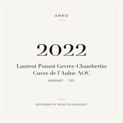 Laurent Ponsot Gevrey-Chambertin Cuvee de l'Aulne 2022 AOC 0,75l from Burgundy — ANNO vintage card; photograph of the actual bottle available on request