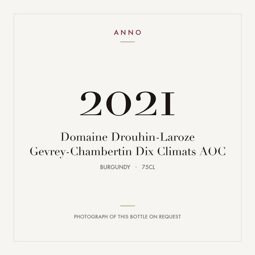 Domaine Drouhin-Laroze Gevrey-Chambertin Dix Climats 2021 AOC 0,75l from Burgundy — ANNO vintage card; photograph of the actual bottle available on request