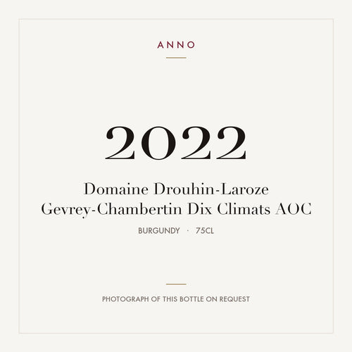 Domaine Drouhin-Laroze Gevrey-Chambertin Dix Climats 2022 AOC 0,75l from Burgundy — ANNO vintage card; photograph of the actual bottle available on request