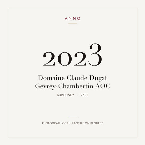 Domaine Claude Dugat Gevrey-Chambertin 2023 AOC 0,75l from Burgundy — ANNO vintage card; photograph of the actual bottle available on request