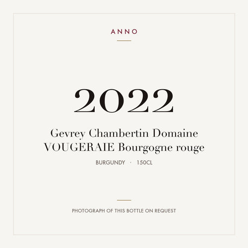 Domaine de la Vougeraie Gevrey-Chambertin 2022 AOC 1,5l — carte millésime ANNO ; photo de la bouteille réelle disponible sur demande
