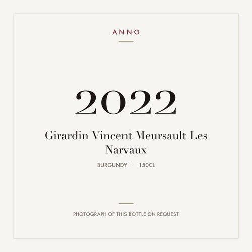 Girardin Vincent Meursault Les Narvaux 2022 1,5l, Бургундия — карточка урожая ANNO; фото настоящей бутылки по запросу
