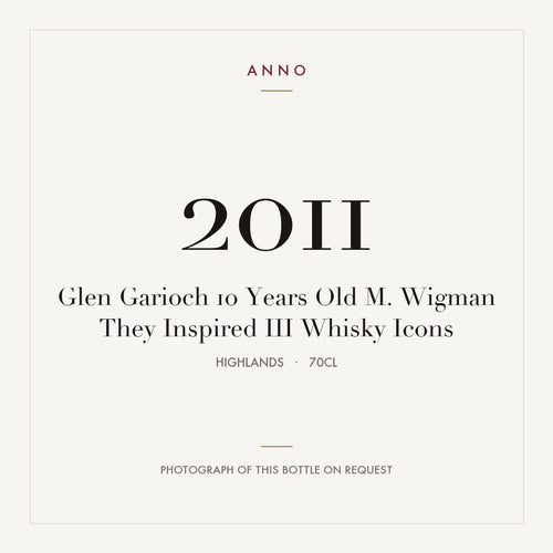 Glen Garioch 10 Years Old M. Wigman They Inspired III Whisky Icons 2011 0,7l from Highlands — ANNO vintage card; photograph of the actual bottle available on request