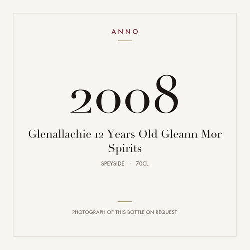 Glenallachie 12 Years Old Gleann Mor Spirits 2008 0,7l from Speyside — ANNO vintage card; photograph of the actual bottle available on request