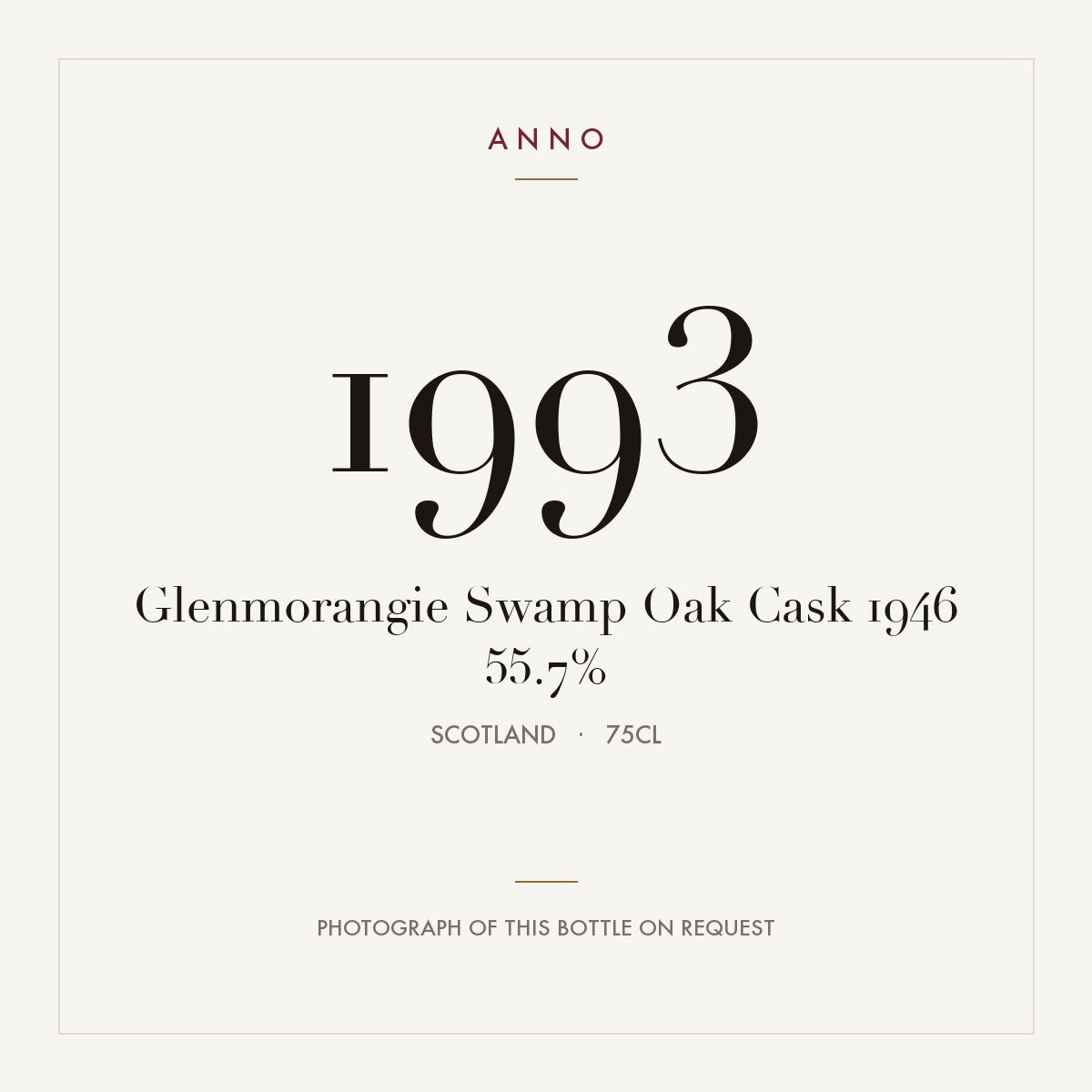 Glenmorangie Swamp Oak Cask 1946 55.7% 1993 0,75l, スコットランド — ANNOヴィンテージカード。実際のボトルの写真はご要望に応じてご用意します