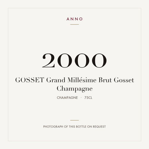 Gosset Grand Millesime Brut Champagne 2000 AOC 0,75l — ANNO vintage card; photograph of the actual bottle available on request