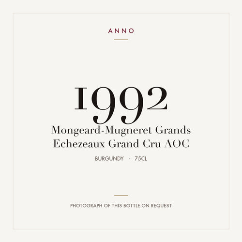 Mongeard-Mugneret Grands Echezeaux Grand Cru 1992 AOC 0,75l from Burgundy — ANNO vintage card; photograph of the actual bottle available on request