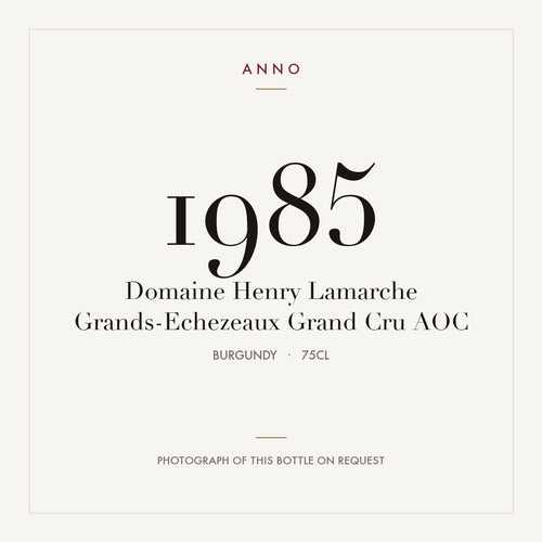 Domaine Henry Lamarche Grands-Echezeaux Grand Cru 1985 AOC 0,75l from Burgundy — ANNO vintage card; photograph of the actual bottle available on request