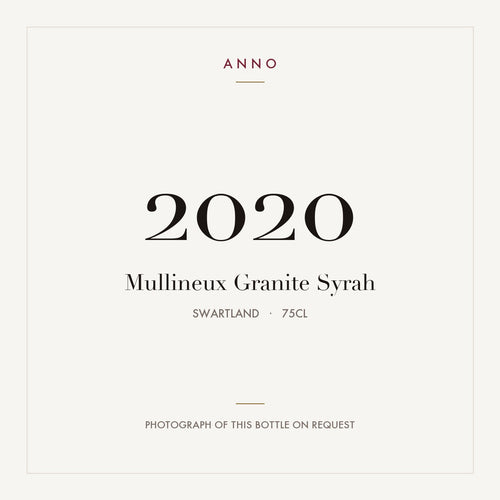 Mullineux Granite Syrah 2020 0,75l from Swartland — ANNO vintage card; photograph of the actual bottle available on request