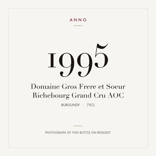 Domaine Gros Frere et Soeur Richebourg Grand Cru 1995 AOC 0,75l from Burgundy — ANNO vintage card; photograph of the actual bottle available on request