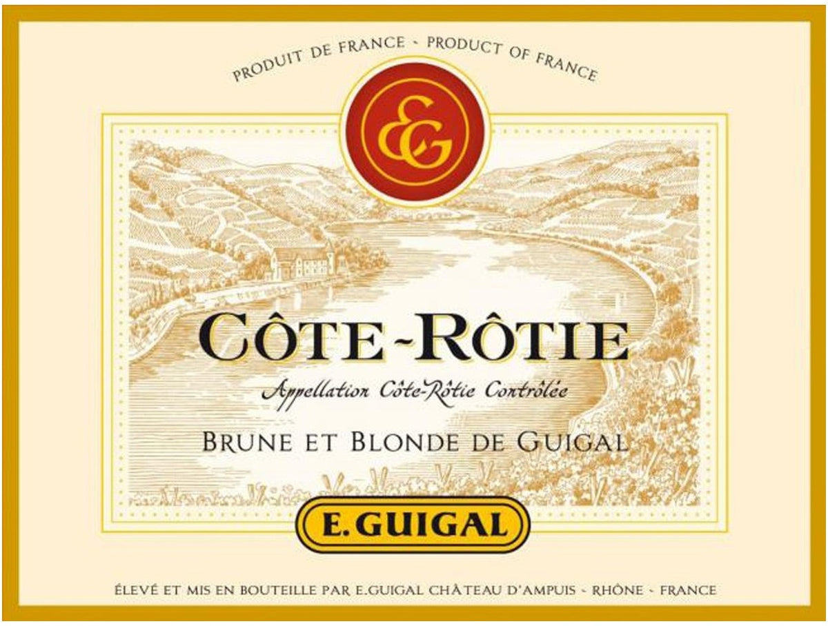 E. Guigal Cote-Rotie Brune et Blonde AOC — wine label, illustrative image