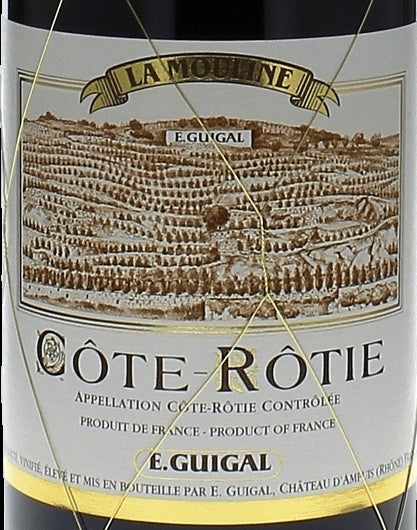 E. Guigal Cote-Rotie La Mouline 1990 AOC 0,75l — Weinetikett, Beispielbild