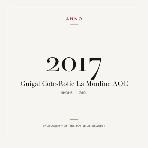 Guigal Cote-Rotie La Mouline 2017 AOC 0,75l from Rhône — ANNO vintage card; photograph of the actual bottle available on request