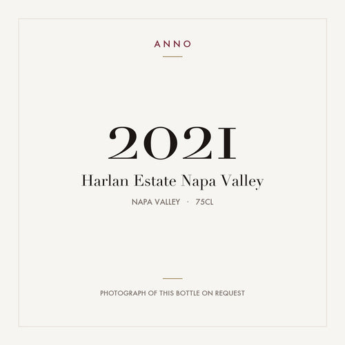 Harlan Estate Napa Valley 2021 0,75l, Napa Valley — card dell'annata ANNO; foto della bottiglia reale disponibile su richiesta