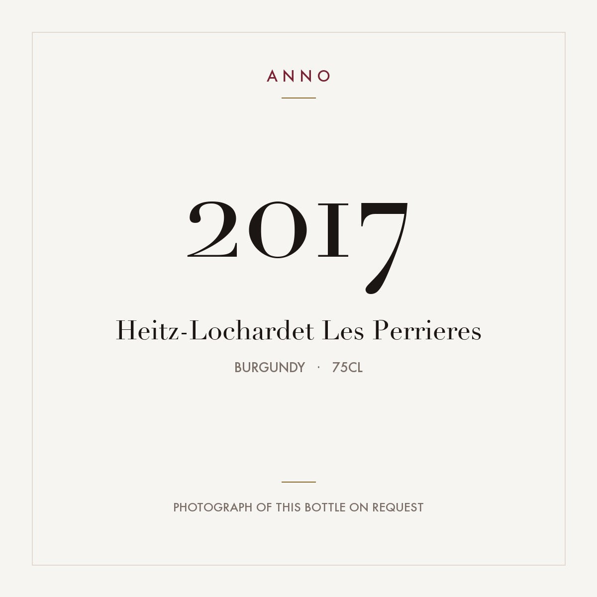 Heitz-Lochardet Les Perrieres 2017 0,75l, Бургундия — карточка урожая ANNO; фото настоящей бутылки по запросу