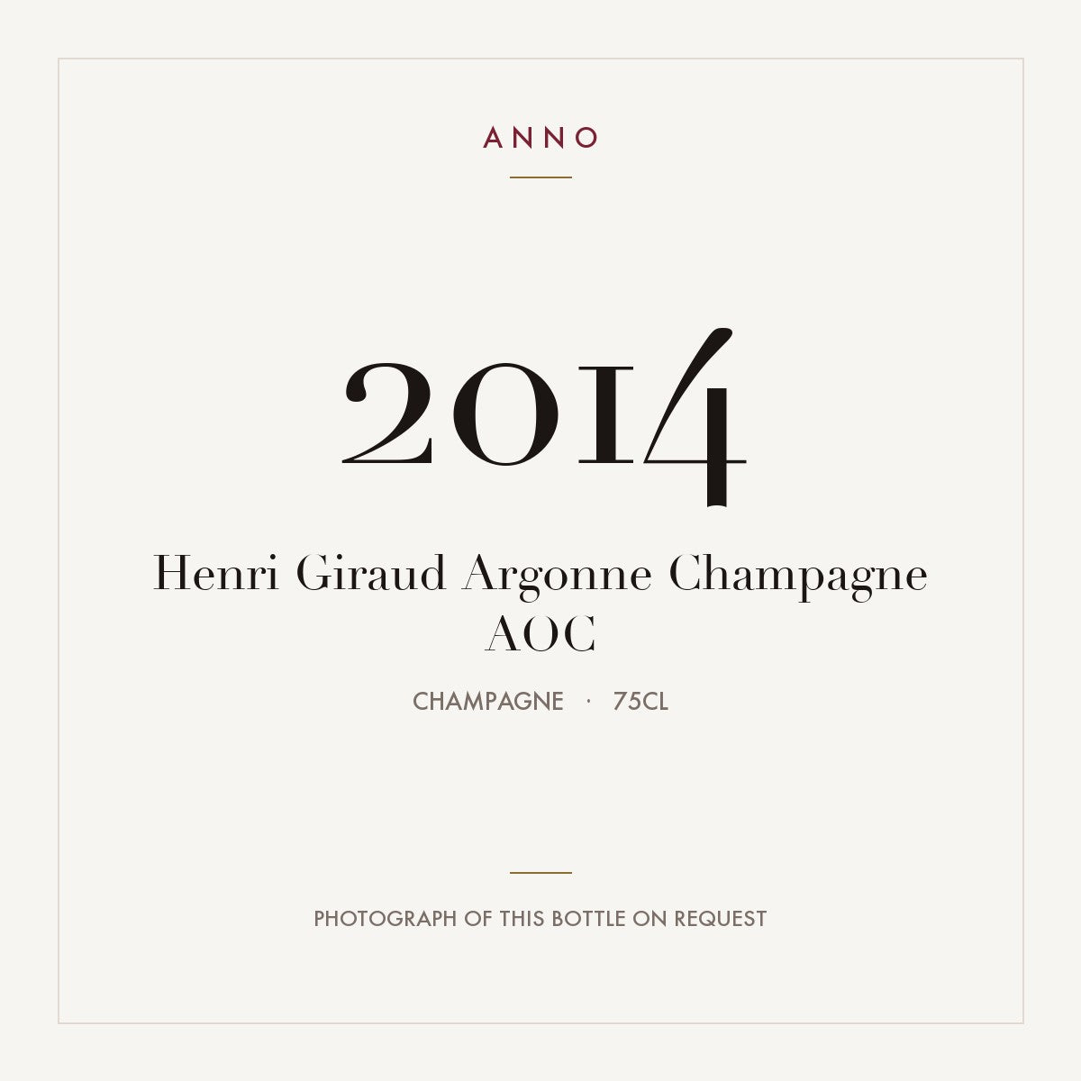 Henri Giraud Argonne Champagne 2014 AOC 0,75l, Champagne — ANNO-jaargangkaart; foto van de echte fles op aanvraag
