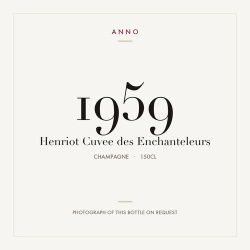 Henriot Cuvee des Enchanteleurs 1959 1,5l — card dell'annata ANNO; foto della bottiglia reale disponibile su richiesta