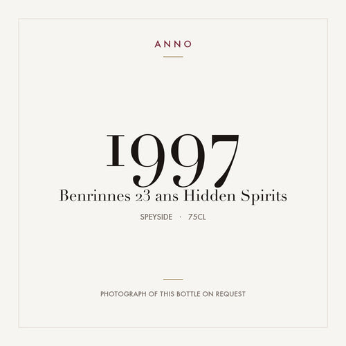 Benrinnes 23 ans Hidden Spirits 1997 0,75l from Speyside — ANNO vintage card; photograph of the actual bottle available on request