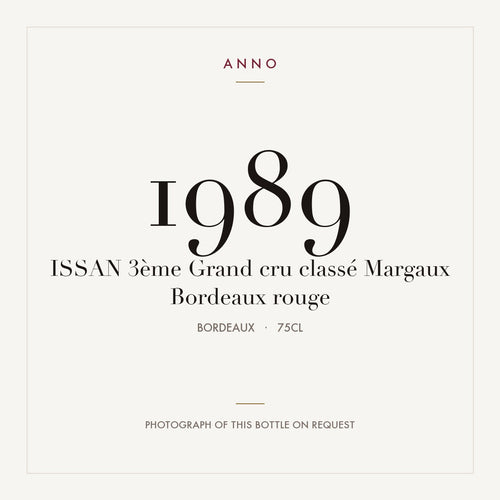 Chateau d'Issan Margaux 1989 AOC 0,75l — ANNO vintage card; photograph of the actual bottle available on request