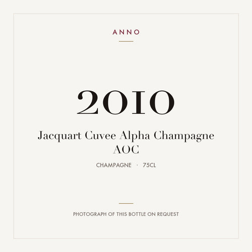 Jacquart Cuvee Alpha Champagne 2010 AOC 0,75l from Champagne — ANNO vintage card; photograph of the actual bottle available on request