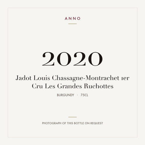 Jadot Louis Chassagne-Montrachet 1er Cru Les Grandes Ruchottes 2020 0,75l from Burgundy — ANNO vintage card; photograph of the actual bottle available on request