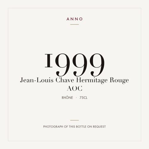 Jean-Louis Chave Hermitage Rouge 1999 AOC 0,75l from Rhône — ANNO vintage card; photograph of the actual bottle available on request