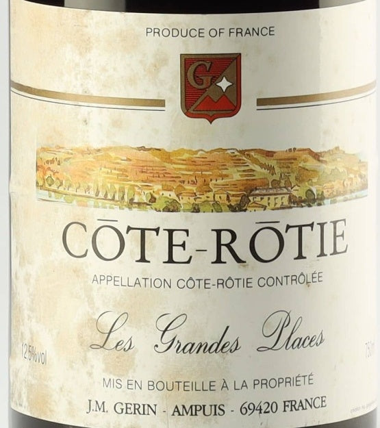 Jean-Michel Gerin Cote-Rotie Les Grandes Places 1989 AOC 0,75l — wijnetiket, illustratieve afbeelding