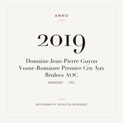 Domaine Jean-Pierre Guyon Vosne-Romanee Premier Cru Aux Brulees 2019 AOC 0,75l, ブルゴーニュ — ANNOヴィンテージカード。実際のボトルの写真はご要望に応じてご用意します