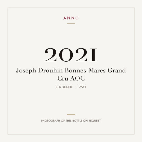 Joseph Drouhin Bonnes-Mares Grand Cru 2021 AOC 0,75l, Bourgogne — ANNO-årgangskort; foto af den faktiske flaske på forespørgsel