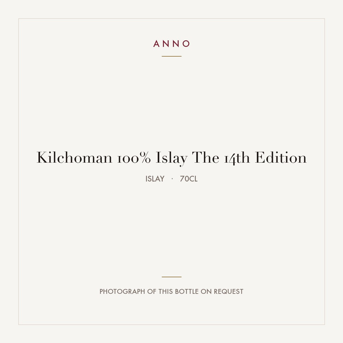 Kilchoman 100% Islay The 14th Edition 2024 0,7l from Islay — ANNO vintage card; photograph of the actual bottle available on request