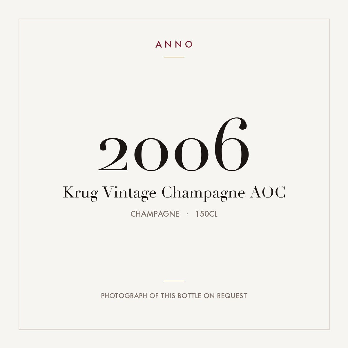 Krug Vintage Champagne 2006 AOC 1,5l, Champagne — ANNO-jaargangkaart; foto van de echte fles op aanvraag