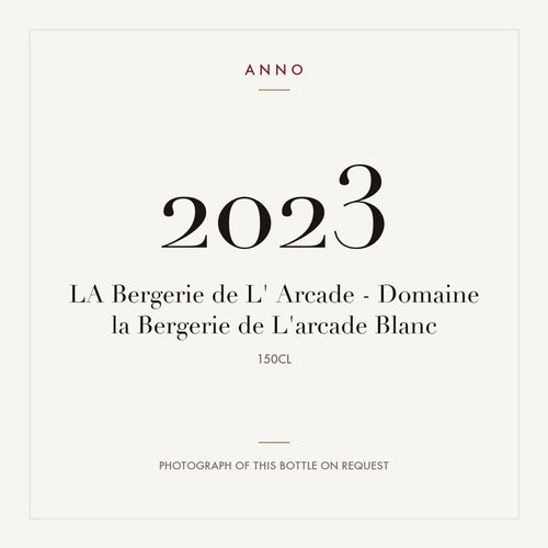 LA Bergerie de L' Arcade - Domaine la Bergerie de L'arcade Blanc 2023 1,5l — ANNO vintage card; photograph of the actual bottle available on request