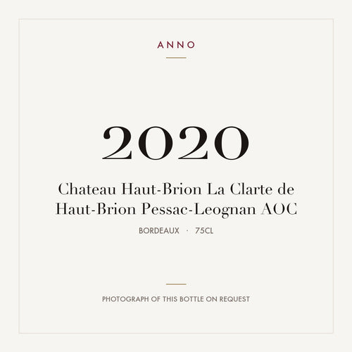 Chateau Haut-Brion La Clarte de Haut-Brion Pessac-Leognan 2020 AOC 0,75l from Bordeaux — ANNO vintage card; photograph of the actual bottle available on request