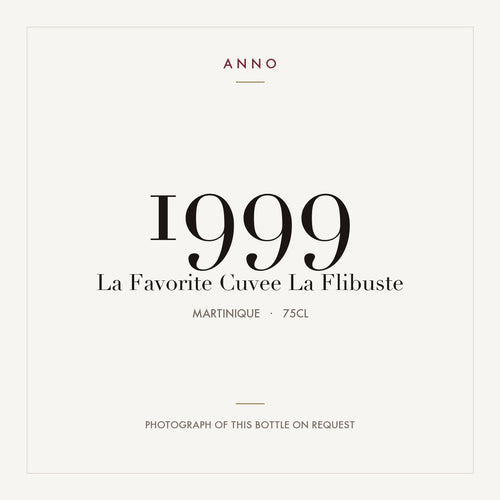 La Favorite Cuvee La Flibuste 1999 0,75l from Martinique — ANNO vintage card; photograph of the actual bottle available on request