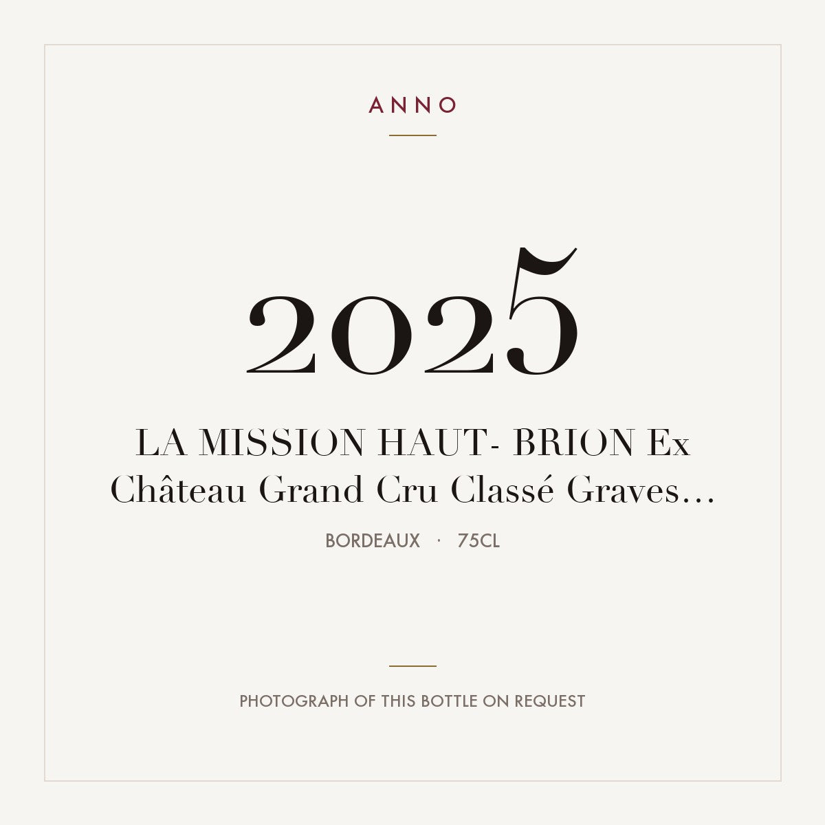 Chateau La Mission Haut-Brion Pessac-Leognan 2025 AOC 0,75l — ANNO vintage card; photograph of the actual bottle available on request