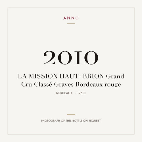 Chateau La Mission Haut-Brion Pessac-Leognan 2010 AOC 0,75l — tarjeta de añada ANNO; foto de la botella real disponible bajo petición