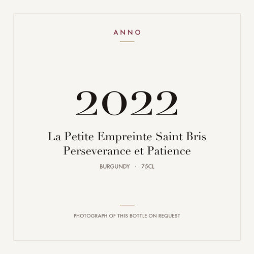 La Petite Empreinte Saint Bris Perseverance et Patience 2022 0,75l from Burgundy — ANNO vintage card; photograph of the actual bottle available on request