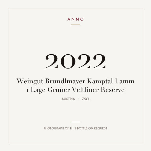 Weingut Brundlmayer Kamptal Lamm 1 Lage Gruner Veltliner Reserve 2022 0,75l from Austria — ANNO vintage card; photograph of the actual bottle available on request