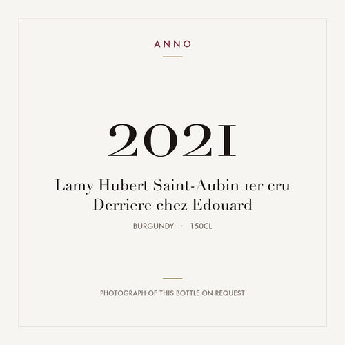 Lamy Hubert Saint-Aubin 1er cru Derriere chez Edouard 2021 1,5l from Burgundy — ANNO vintage card; photograph of the actual bottle available on request