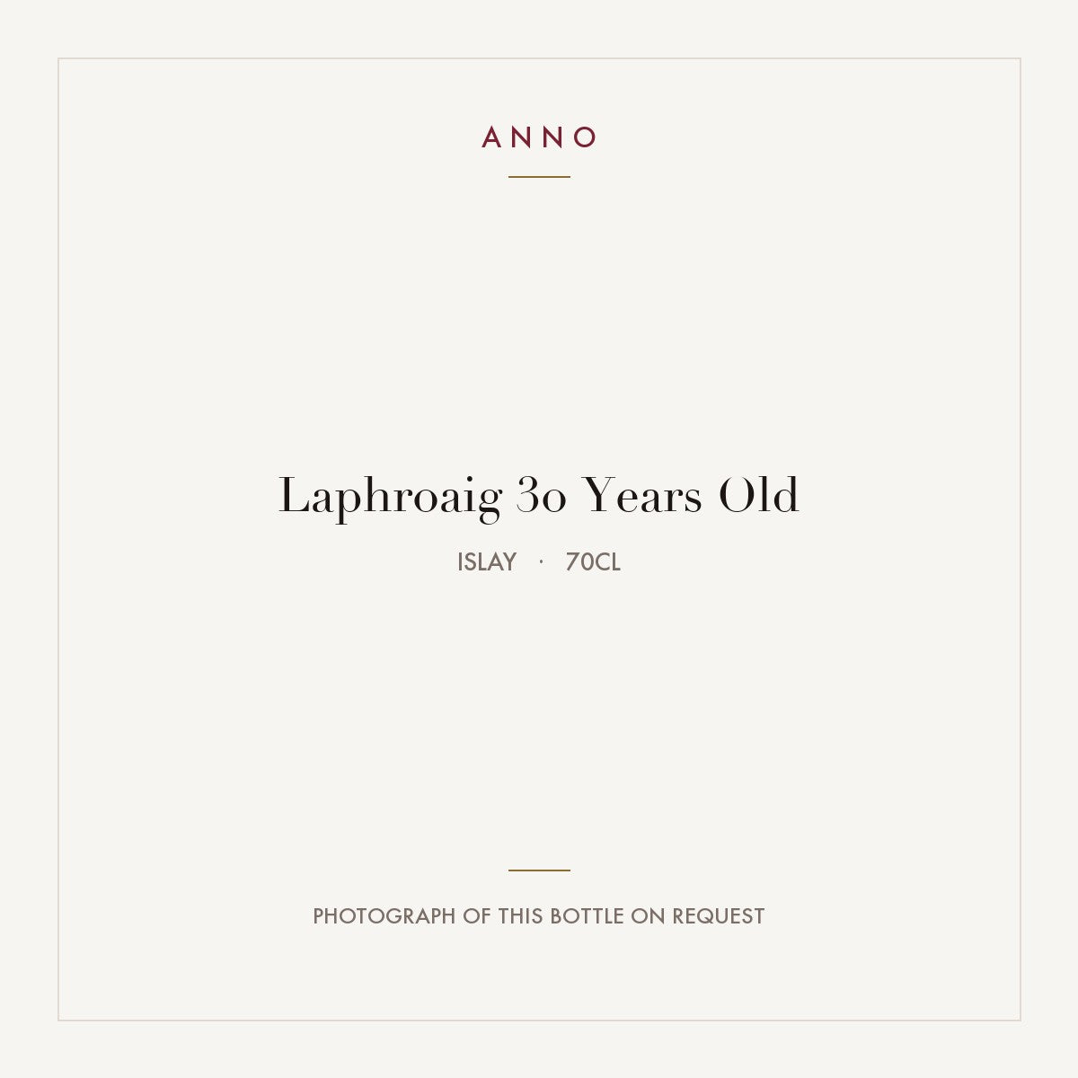 Laphroaig 30 Years Old 2024 0,7l from Islay — ANNO vintage card; photograph of the actual bottle available on request