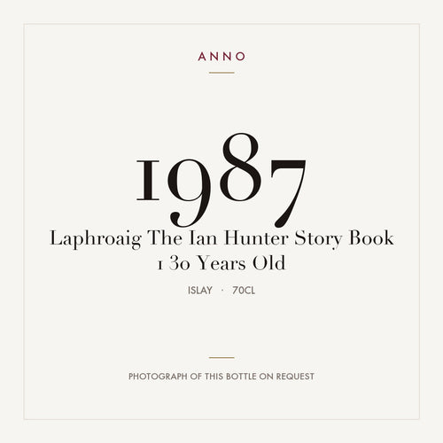 Laphroaig The Ian Hunter Story Book 1 30 Years Old 1987 0,7l from Islay — ANNO vintage card; photograph of the actual bottle available on request