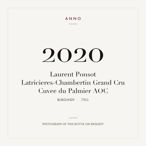 Laurent Ponsot Latricieres-Chambertin Grand Cru Cuvee du Palmier 2020 AOC 0,75l from Burgundy — ANNO vintage card; photograph of the actual bottle available on request