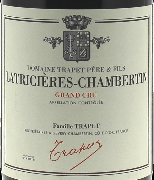 Domaine Trapet Pere & Fils Latricieres-Chambertin Grand Cru AOC — wine label, illustrative image