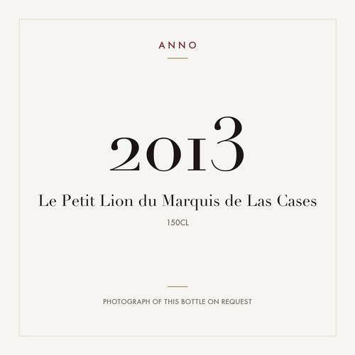 Le Petit Lion du Marquis de Las Cases Saint-Julien 2013 AOC 1,5l — ANNO vintage card; photograph of the actual bottle available on request