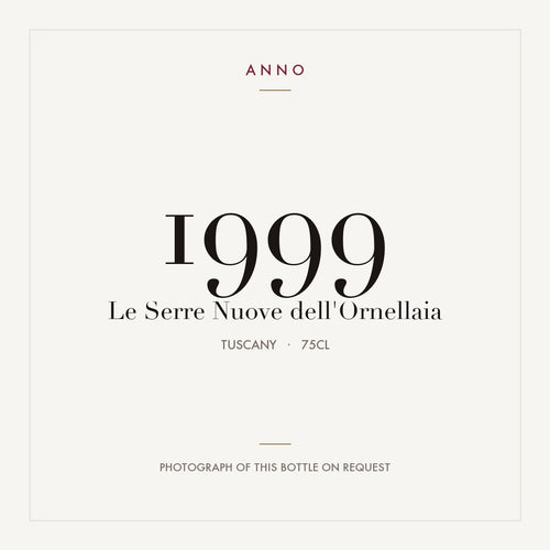 Le Serre Nuove dell'Ornellaia 1999 0,75l from Tuscany — ANNO vintage card; photograph of the actual bottle available on request