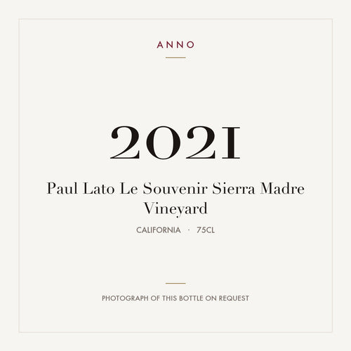 Paul Lato Le Souvenir Sierra Madre Vineyard 2021 0,75l from California — ANNO vintage card; photograph of the actual bottle available on request
